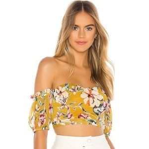 Tularosa Doreen Floral Off Shoulder Crop Top - M
